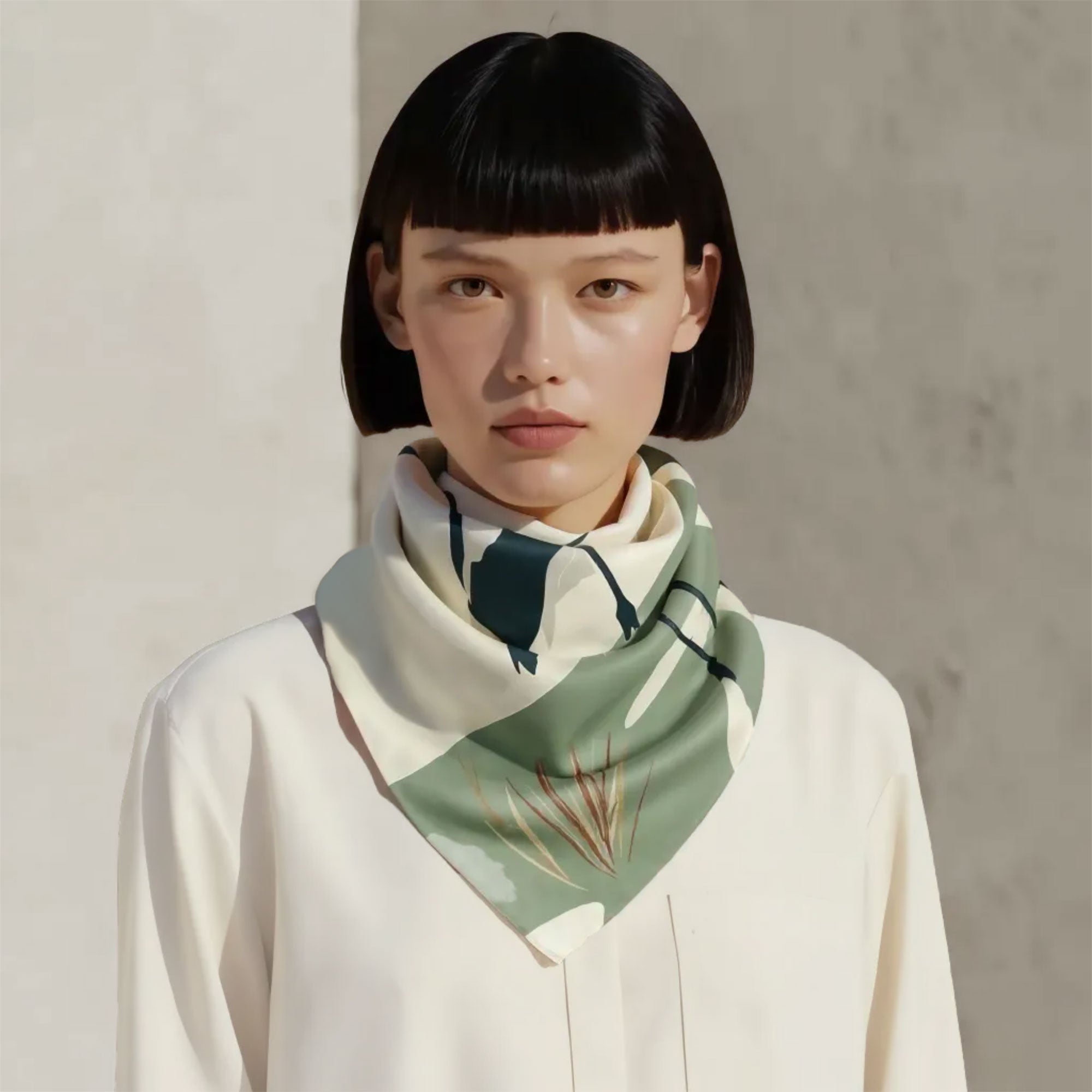 The White Stork Watercolor Scarf