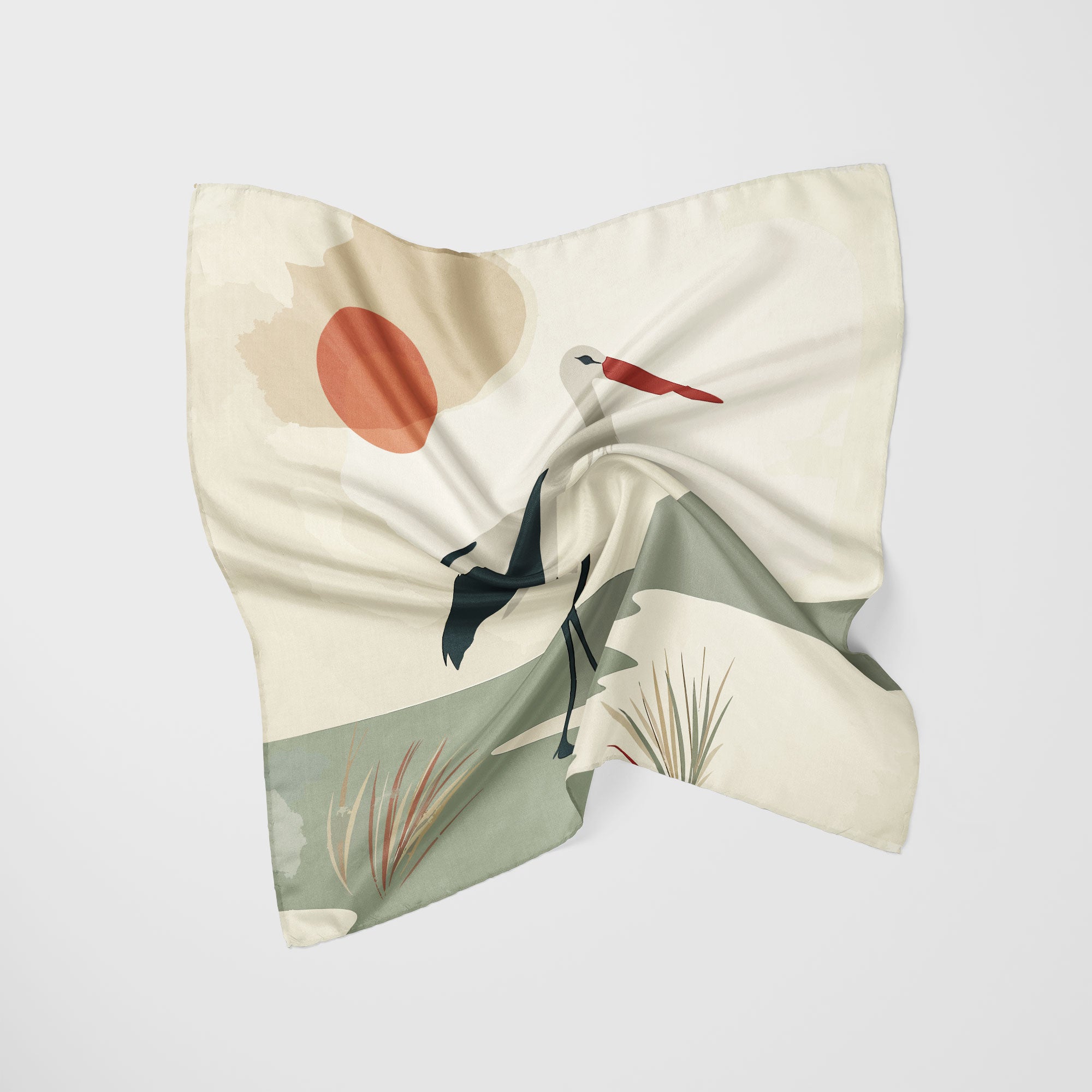 The White Stork Watercolor Scarf